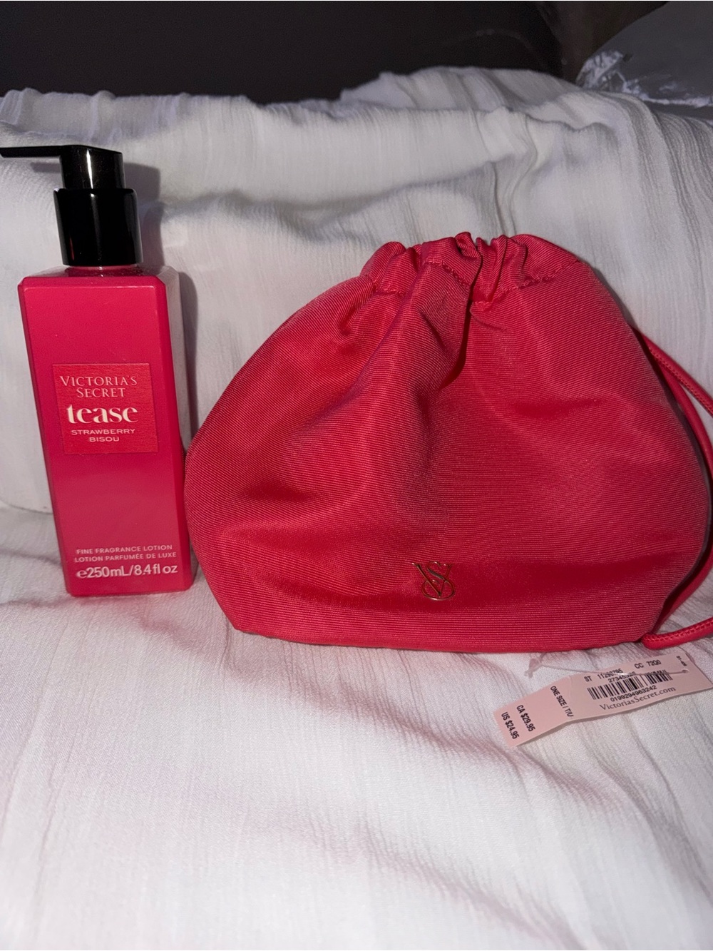 Victoria’s Secret Tease Strawberry Bisou Body Lotion & Cosmetic Bag